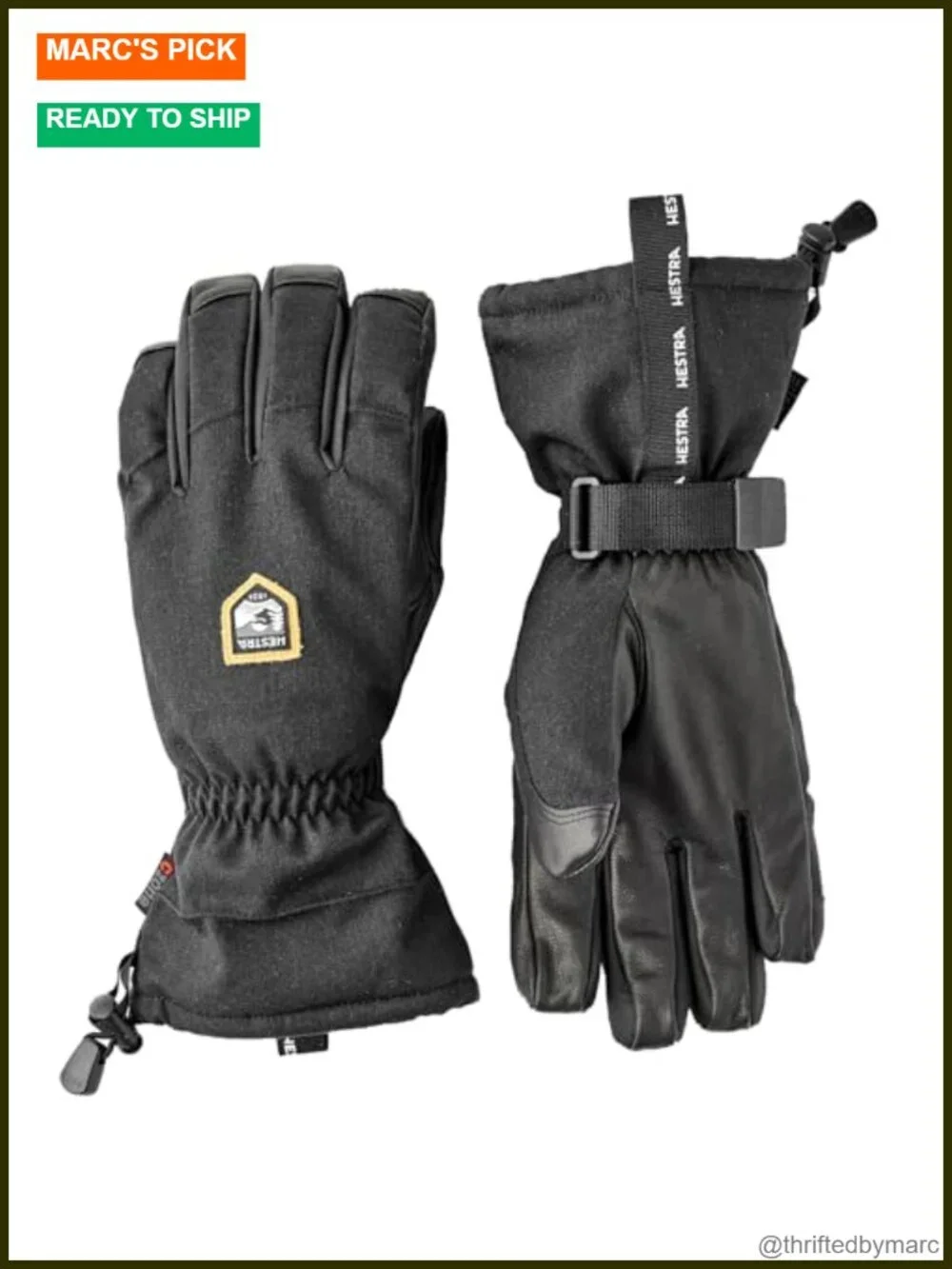 Unisex Waterproof Windproof Leather Alpine Ski Glove 5-Finger with Long Cuff
